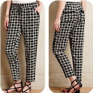 Anthropologie Hei Hei Goh Lace Joggers Pants Womens XS Elastic Waist Beige/Black